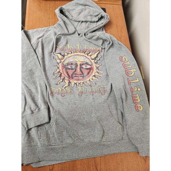 Sublime Distressed Graphic Grey Hoodie Sweatshirt size 4 - Picture 1 of 7